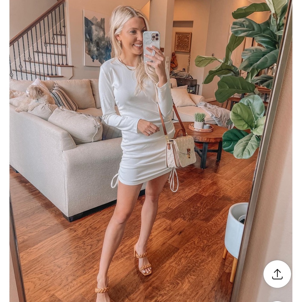 Ruched long sleeve dress